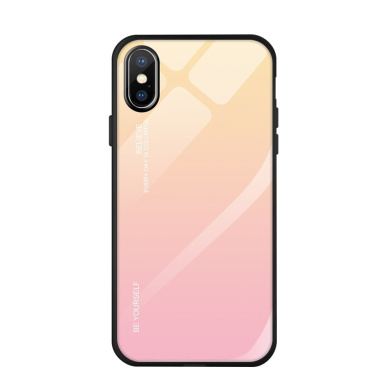 Glass Case Apple iPhone X / iPhone XS Κίτρινο / Ροζ