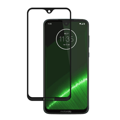 Full Glue 9H Tempered Glass Case Friendly Motorola Moto G7 / G7 plus Μαύρο