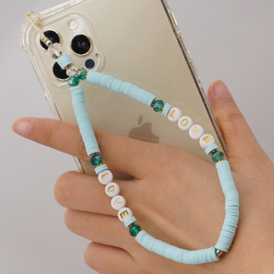 Βραχιόλι Λουράκι Κινητού  Phone Strap Jewelry 24cm Baby Blue Love