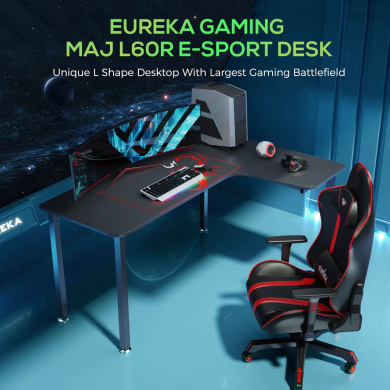 Gaming Γραφείο - Eureka Ergonomic® ERK-CD-L01R-60B-V4 Μαύρο