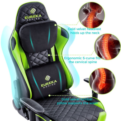 Gaming Καρέκλα -  Eureka Ergonomic® ONEX-GX330-BG Μαύρο/Πράσινο