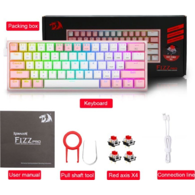 Gaming πληκτρολόγιο - Redragon K616-RGB Fizz Pro (Pink/White) Ροζ/Λευκό