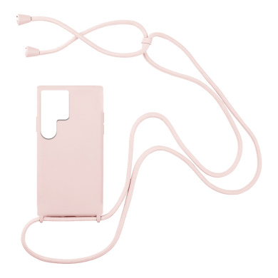 Θήκη Σιλικόνης με Κορδόνι CarryHang Sonique Samsung Galaxy S22 Ultra Ροζ