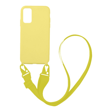 Θήκη Σιλικόνης με Strap CarryHang Sonique Samsung Galaxy A03s Κίτρινο