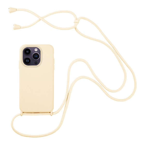 Θήκη Σιλικόνης με Κορδόνι CarryHang Sonique Apple iPhone 14 Pro Max Μπεζ