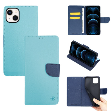 Θήκη Πορτοφόλι Sonique Trend Wallet Apple iPhone 13 Σιέλ / Σκούρο Μπλε