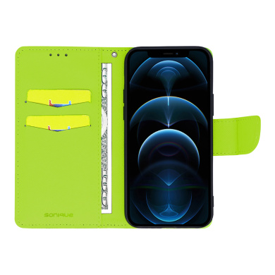 Θήκη Πορτοφόλι Sonique Trend Wallet Apple iPhone 14 Pro Max Σκούρο Μπλε / Λαχανί