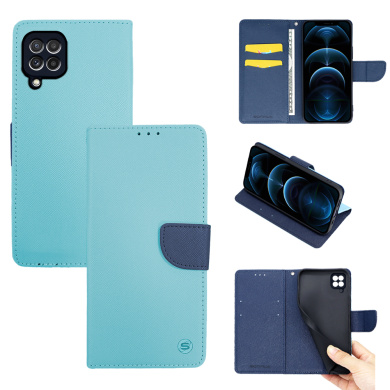 Θήκη Πορτοφόλι Sonique Trend Wallet Samsung Galaxy A12 / Galaxy M12 Σιέλ / Σκούρο Μπλε