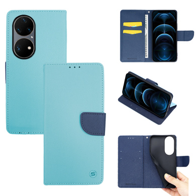 Θήκη Πορτοφόλι Sonique Trend Wallet Huawei P50 Pro Σιέλ / Σκούρο Μπλε