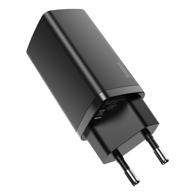 Φορτιστής Baseus GaN2 Lite Travel Charger USB+USB-C 65W PD QC 3.0 Μαύρο