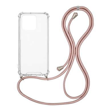 Θήκη Σιλικόνης με Κορδόνι Sonique Armor Clear Xiaomi Redmi 10A Ροζ Χρυσό Σατινέ