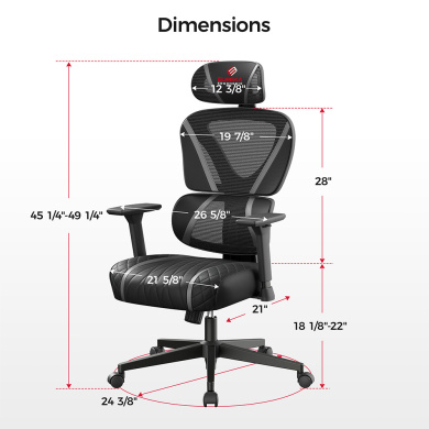 Gaming Καρέκλα - Eureka Ergonomic® ERK-GC06-GY Μαύρο/Γκρι