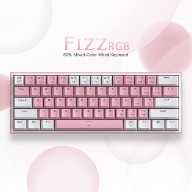 Gaming πληκτρολόγιο - Redragon K617 Fizz (Pink/White) Ροζ / Λευκό