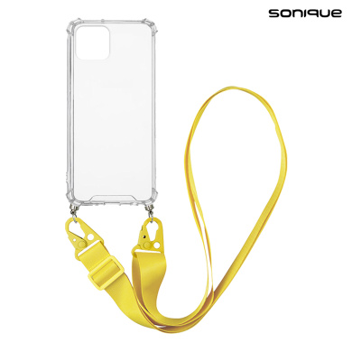 Θήκη Σιλικόνης με Strap Sonique Armor Clear Apple iPhone 11 Pro Κίτρινο
