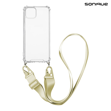 Θήκη Σιλικόνης με Strap Sonique Armor Clear Apple iPhone 14 Plus Μπεζ