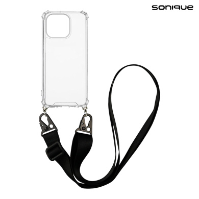 Θήκη Σιλικόνης με Strap Sonique Armor Clear Apple iPhone 14 Pro Μαύρο