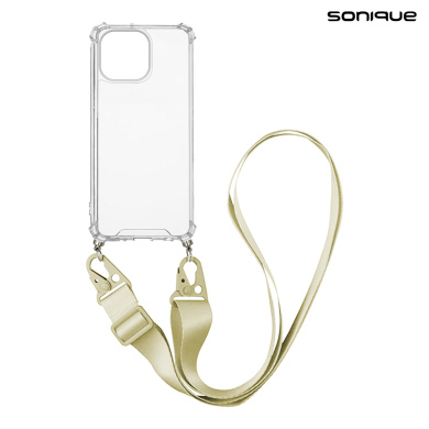Θήκη Σιλικόνης με Strap Sonique Armor Clear Apple iPhone 14 Pro Max Μπεζ