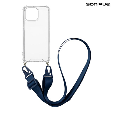 Θήκη Σιλικόνης με Strap Sonique Armor Clear Apple iPhone 14 Pro Max Μπλε Σκούρο