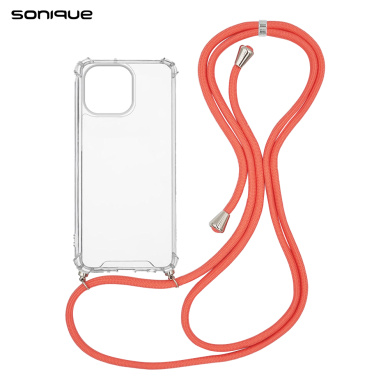 Θήκη Σιλικόνης με Κορδόνι Sonique Armor Clear Apple iPhone 14 Pro Max Κοραλλί