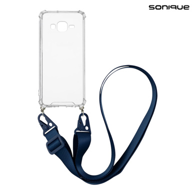 Θήκη Σιλικόνης με Strap Sonique Armor Clear Samsung Galaxy J3 (2016) Μπλε Σκούρο