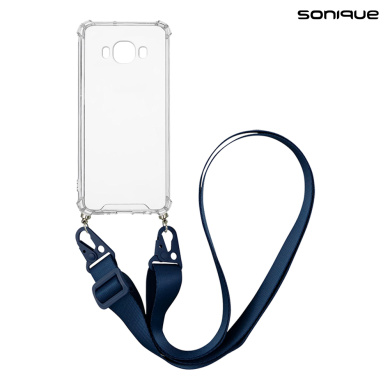 Θήκη Σιλικόνης με Strap Sonique Armor Clear Samsung Galaxy J7 (2016) Μπλε Σκούρο