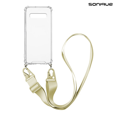 Θήκη Σιλικόνης με Strap Sonique Armor Clear Samsung Galaxy S10 Plus Μπεζ