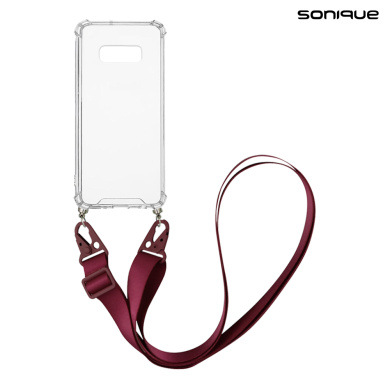 Θήκη Σιλικόνης με Strap Sonique Armor Clear Samsung Galaxy S10e Μπορντώ