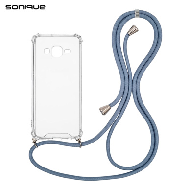 Θήκη Σιλικόνης με Κορδόνι Sonique Armor Clear Samsung Galaxy J3 (2016) Μπλε Γκρι