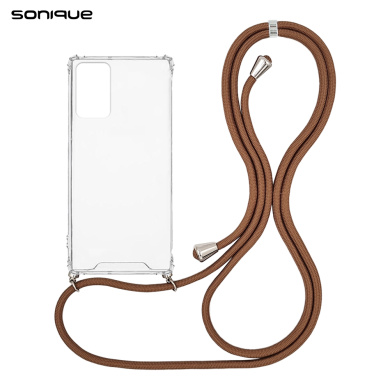 Θήκη Σιλικόνης με Κορδόνι Sonique Armor Clear Samsung Galaxy Note 20 Καφέ