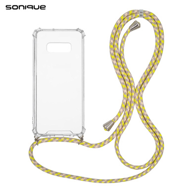 Θήκη Σιλικόνης με Κορδόνι Sonique Armor Clear Samsung Galaxy S10e Rainbow Κίτρινο