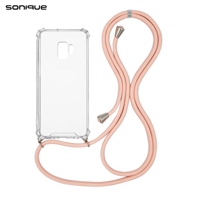 Θήκη Σιλικόνης με Κορδόνι Sonique Armor Clear Samsung Galaxy S9 Ροζ