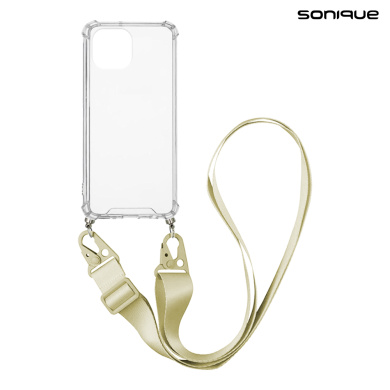 Θήκη Σιλικόνης με Strap Sonique Armor Clear Xiaomi Mi 11 Lite 4G / Mi 11 Lite 5G Μπεζ