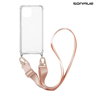 Θήκη Σιλικόνης με Strap Sonique Armor Clear Xiaomi Mi 11 Lite 4G / Mi 11 Lite 5G Ροζ