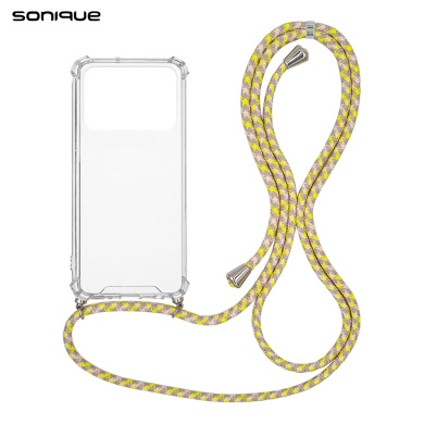 Θήκη Σιλικόνης με Κορδόνι Sonique Armor Clear Xiaomi Poco C40 Rainbow Κίτρινο
