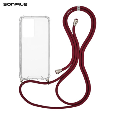 Θήκη Σιλικόνης με Κορδόνι Sonique Armor Clear Xiaomi Redmi Note 11 Pro Plus 5G Μπορντό