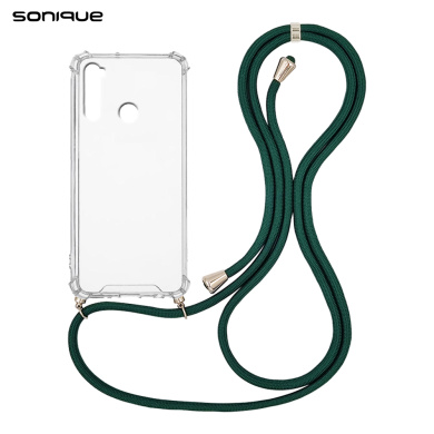 Θήκη Σιλικόνης με Κορδόνι Sonique Armor Clear Xiaomi Redmi Note 8 / Redmi Note 8 2021 Πράσινο Σκούρο