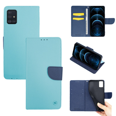 Θήκη Πορτοφόλι Sonique Trend Wallet Samsung Galaxy A51 Σιέλ / Σκούρο Μπλε
