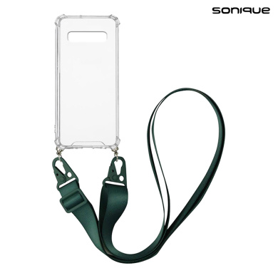 Θήκη Σιλικόνης με Strap Sonique Armor Clear Samsung Galaxy S10 Plus Πράσινο Σκούρο