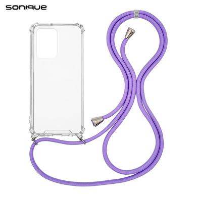 Θήκη Σιλικόνης με Κορδόνι Sonique Armor Clear Xiaomi Redmi Note 12 5G / Poco X5 5G Λιλά