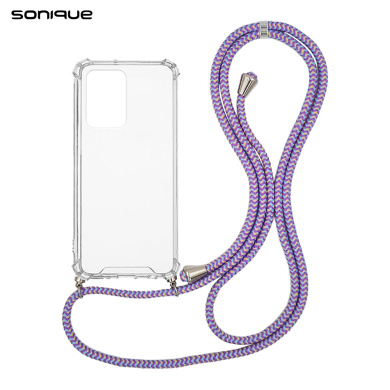 Θήκη Σιλικόνης με Κορδόνι Sonique Armor Clear Xiaomi Redmi Note 12 5G / Poco X5 5G Rainbow Λιλά