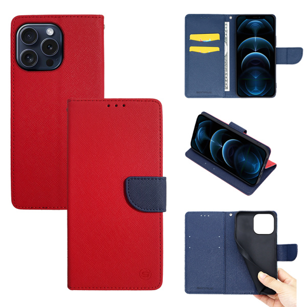 Θήκη Πορτοφόλι Sonique Trend Wallet Apple iPhone 15 Pro Max Κόκκινο / Σκούρο Μπλε