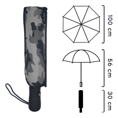 Ομπρέλα Βροχής Χειρός Αντιανεμική Αυτόματη Παραλλαγής Γκρι