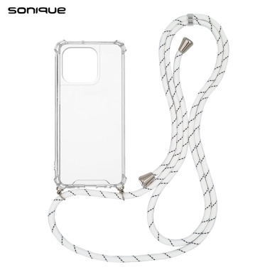 Θήκη Σιλικόνης με Κορδόνι Sonique Armor Clear Apple iPhone 15 Pro Rainbow Λευκό