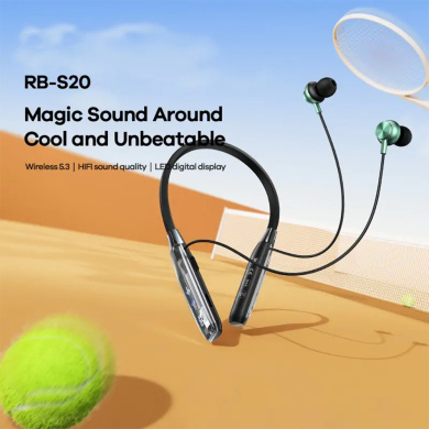 REMAX Sport Neckband Bluetooth Earphone RB-S20 (NEW VERSION) Μαύρο