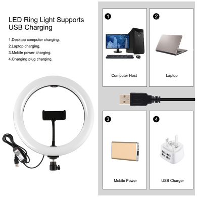 Ring Light Puluz 10.2" 26cm  RGBW LED με Τρίποδο 1.65cm με Βάση Κινητού