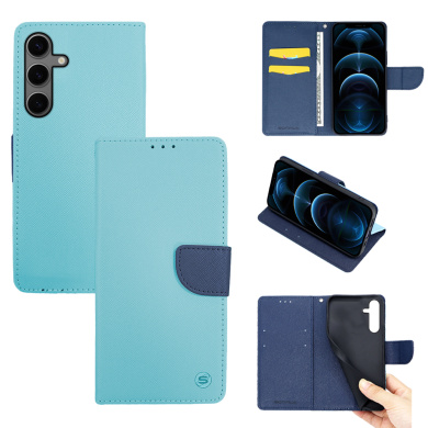 Θήκη Πορτοφόλι Sonique Trend Wallet Samsung Galaxy S24 Σιέλ / Σκούρο Μπλε