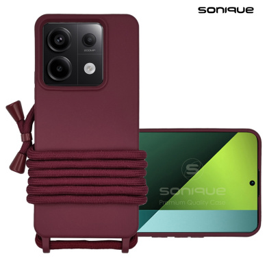 Θήκη Σιλικόνης με Κορδόνι CarryHang Sonique Xiaomi Redmi Note 13 Pro 5G / Poco X6 5G Μπορντώ