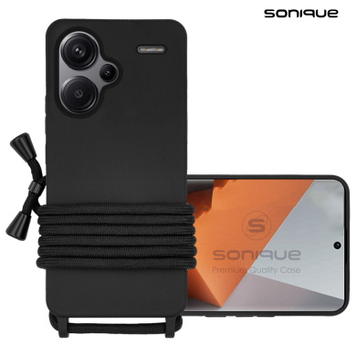 Θήκη Σιλικόνης με Κορδόνι CarryHang Sonique Xiaomi Redmi Note 13 Pro Plus 5G Μαύρο