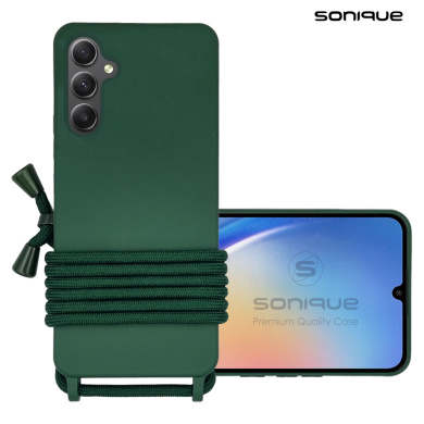 Θήκη Σιλικόνης με Κορδόνι CarryHang Sonique Samsung Galaxy A35 5G Πράσινο Σκούρο