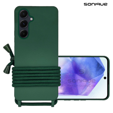 Θήκη Σιλικόνης με Κορδόνι CarryHang Sonique Samsung Galaxy A55 5G Πράσινο Σκούρο
